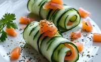 Roulés concombre avocat saumon