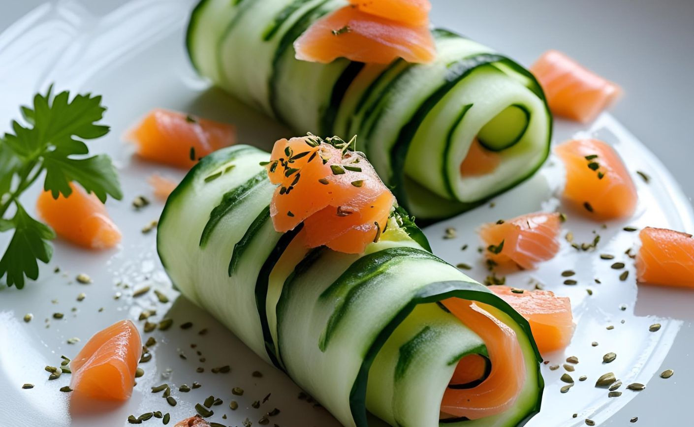 Roulés concombre avocat saumon